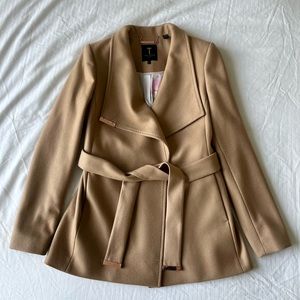 Ted Baker Camel Wool Wrap Short Coat